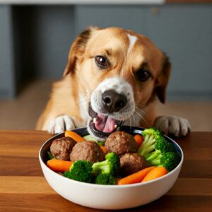 Bolinhos de carne com legumes para cães