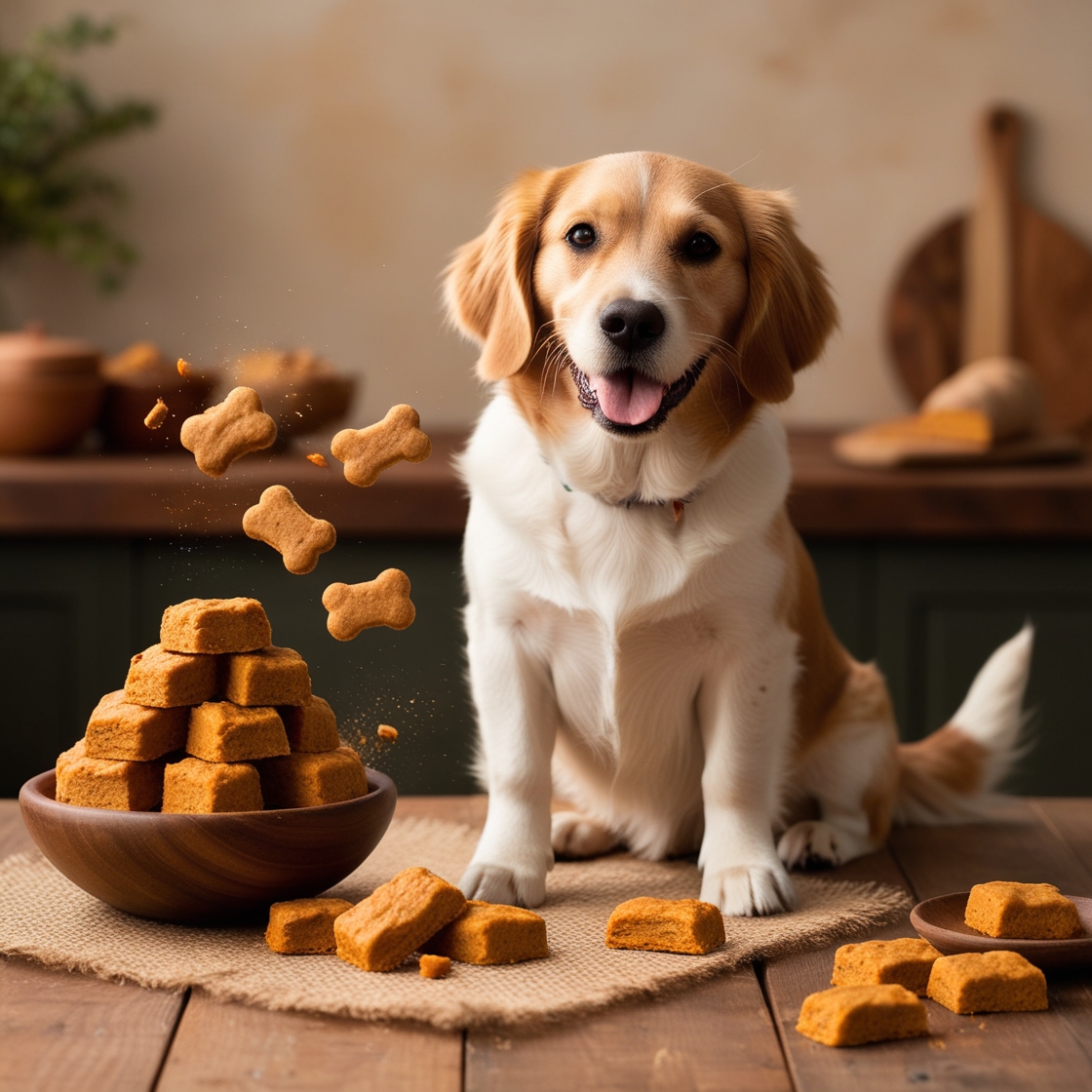 Biscoitos caseiros de batata doce para cães